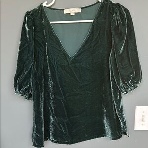 LOFT Women's Velvet Top - Dark Blue